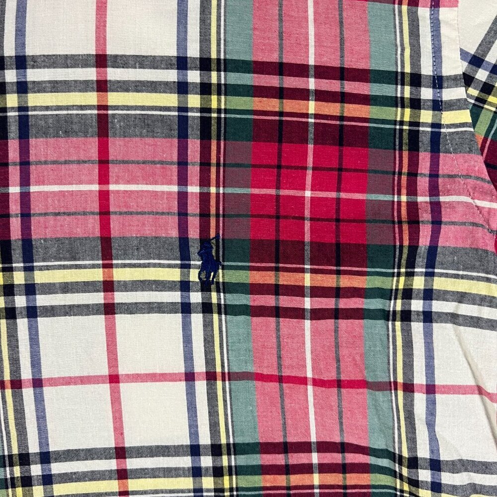 Ralph Lauren mens 2XB plaid oxford shirt red kelly green - Picture 3 of 7